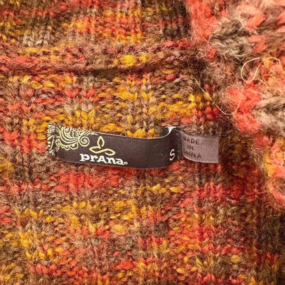 Prana Multicolor Wool Blend Cable Knit Cowl Neck Cardigan Size Small - Picture 2 of 16